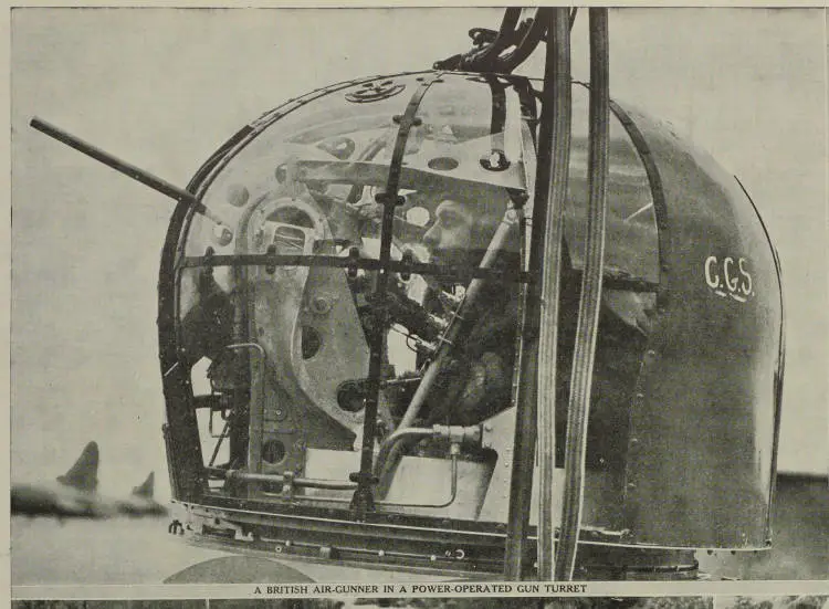 A British air-gunner in a power-operated gun turret