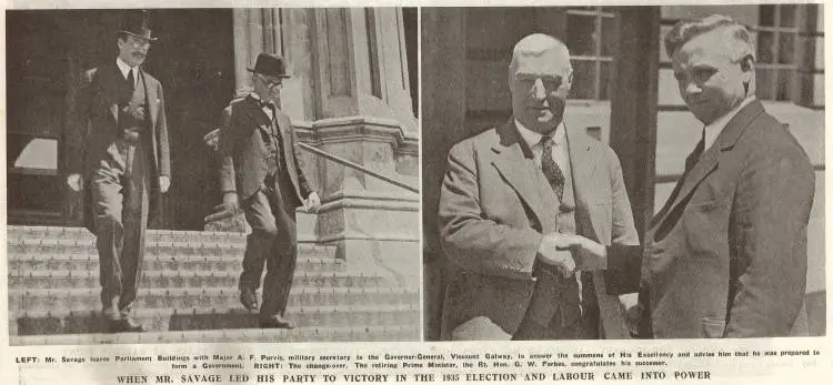 When Mr. Savage led his party to victory in the 1935 election and Labour came into power