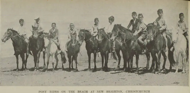 Pony rides on the beach at New Brighton, Christchurch
