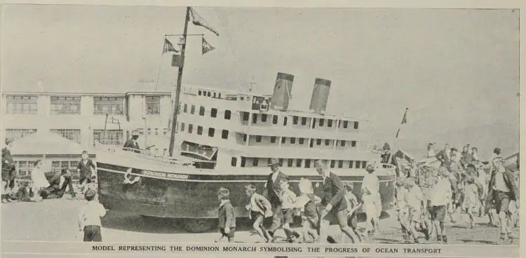 Model representing the Dominion Monarch symbolising the progress of ocean transport