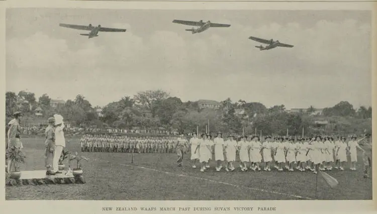 New Zealand WAAFS march past during Suva's victory parade