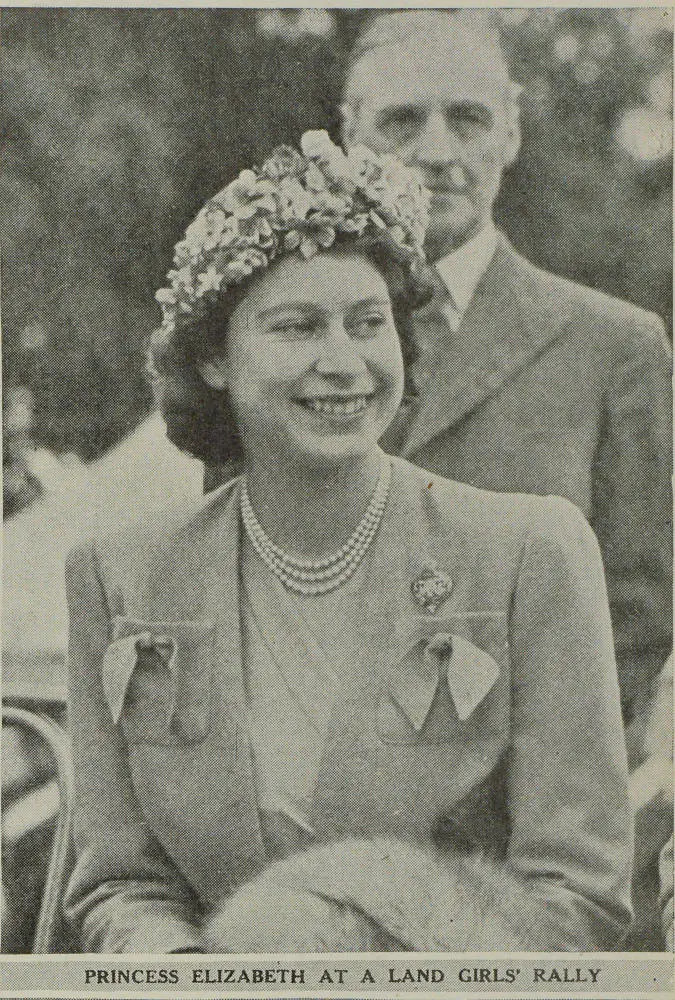 Princess Elizabeth at a Land Girls' rally