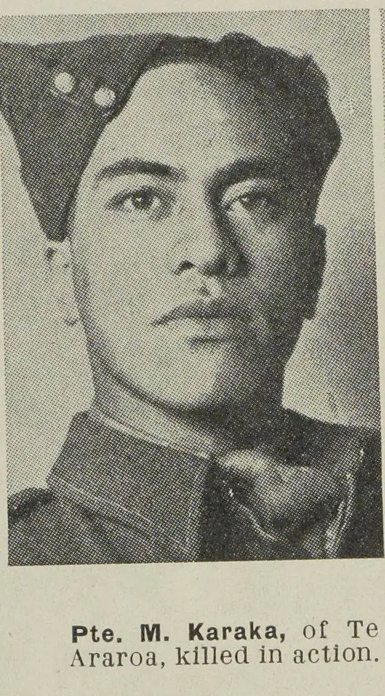 Pte. M. Karaka, of Te Araroa, killed in action