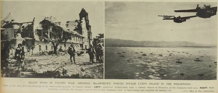 Major move in the Pacific War: General MacArthur's forces invade Luzon Island in the Philippines