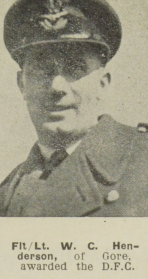 Flight-Lieutenant W. C. Henderson, of Gore, awarded the D.F.C.