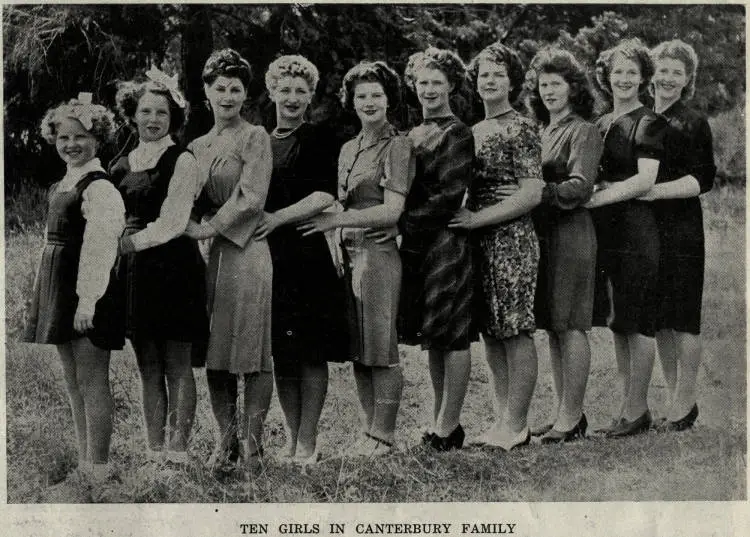 Ten girls in Canterbury family