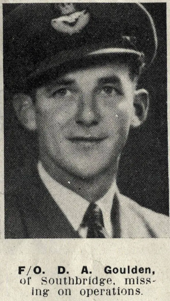 Flying Officer D. A. Goulden, of Southbridge, missing on operations