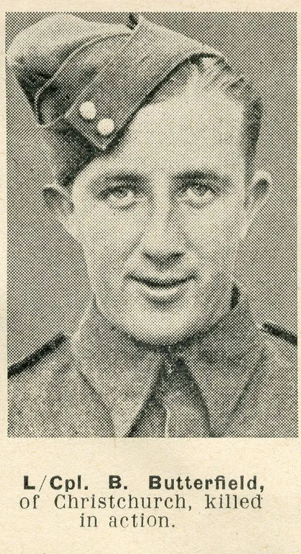 Lance-Corporal B. Butterfield, of Christchurch, killed in action