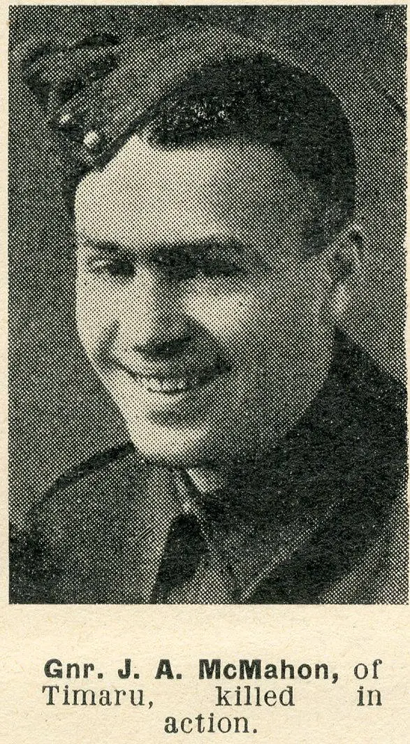 Gnr. J.A. McMahon, of Timaru, killed in action