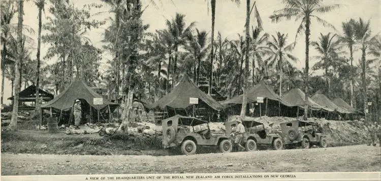 A view of the headquarters unit of the Royal New Zealand Air Force installations on New Georgia