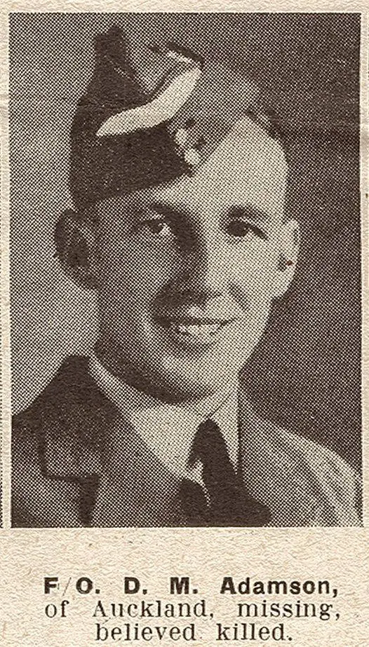 Flying Officer D. M. Adamson, of Auckland, missing, believed killed