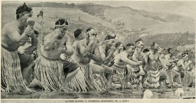Action during a vigorous rendering of a haka