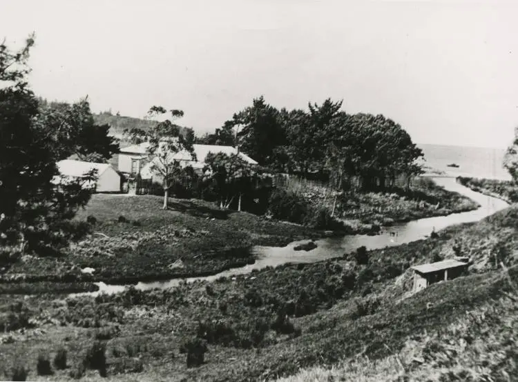 Brown family homestead and Taiaotea Creek, Browns Bay, North Shore.