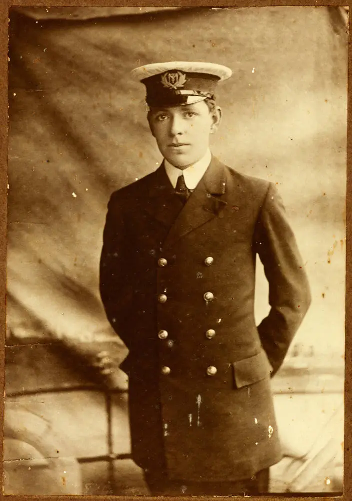 Merchant Navy radio officer in uniform