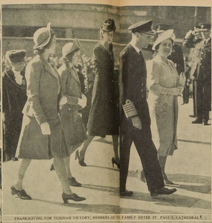 Thanksgiving for Tunisian victory: members of the Royal Family enter St. Paul's Cathedral