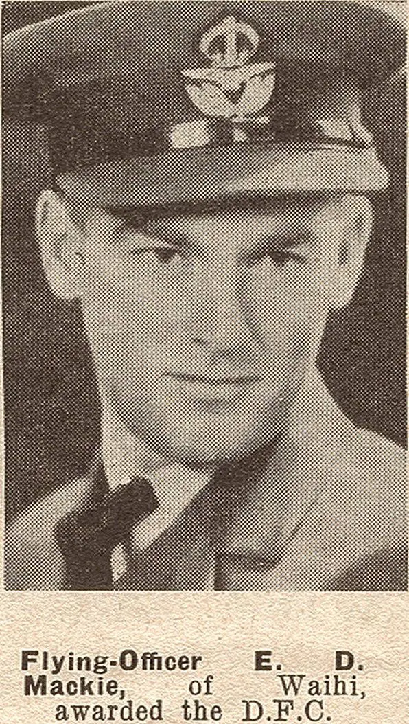 Flying-Officer E. D. Mackie, of Waihi, awarded the D.F.C.