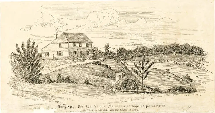 Rangihu, Samuel Marsden's cottage at Parramatta, Sydney, 1836