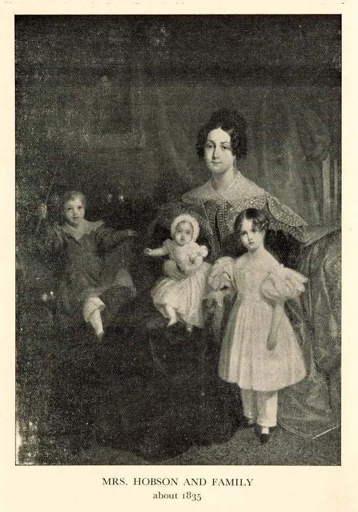 Eliza Hobson with three of her children, 1835
