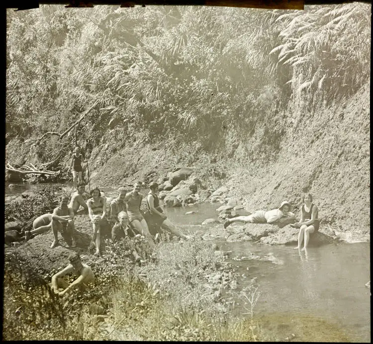 Trampers by pool in the Waitākere Ranges