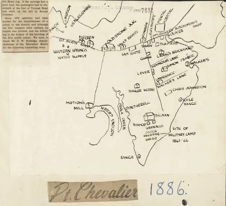 Map of Point Chevalier, 1886