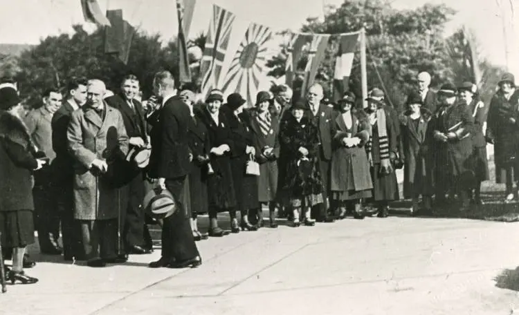 Lord Bledisloe at the Arbor Day ceremony, Civic Reserve, Birkenhead.