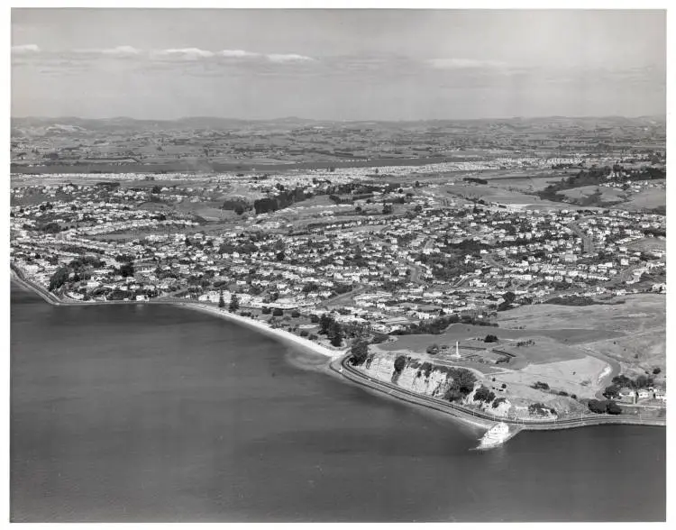 Aerial view of Mission Bay, 1956