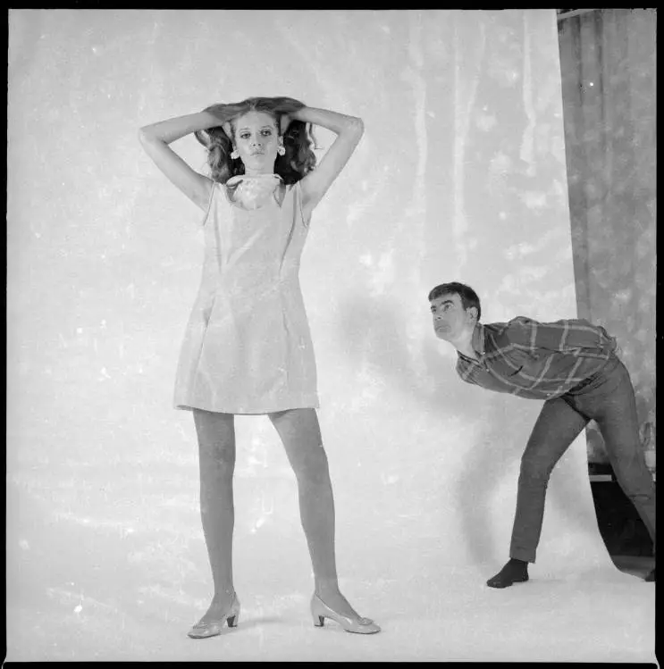 Model wearing a short dress