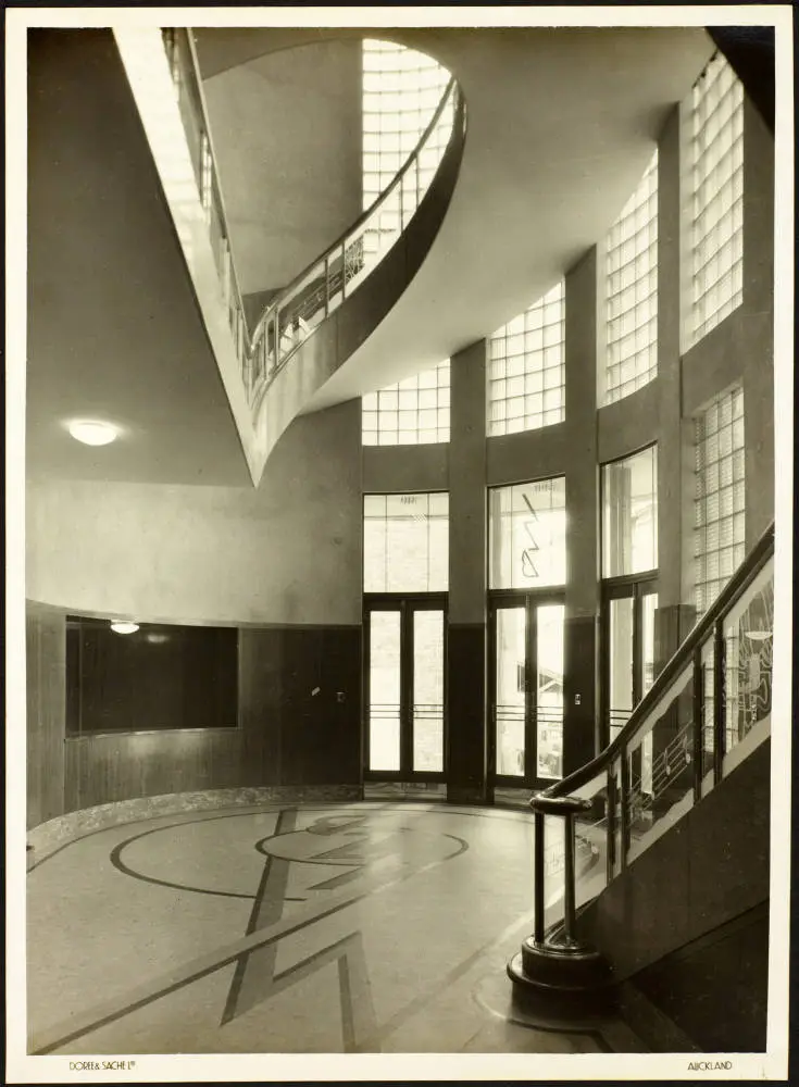 1ZB Building Foyer, Durham Street West, Auckland Central, 1941