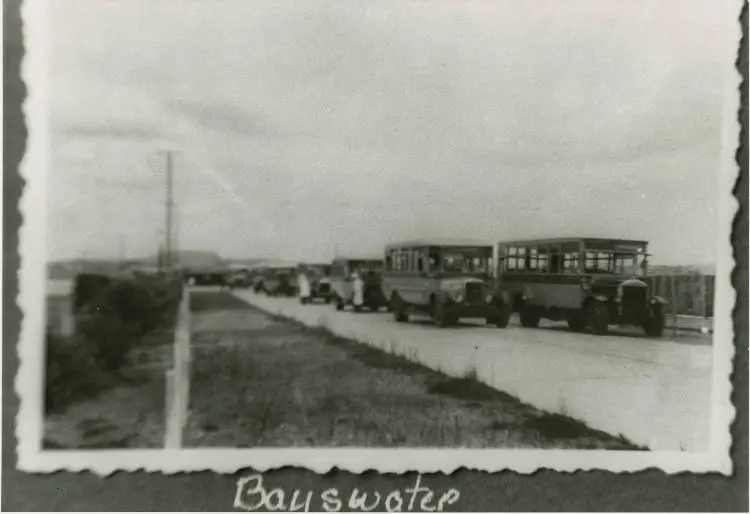 North Shore Transport Company buses at Bayswater Wharf.