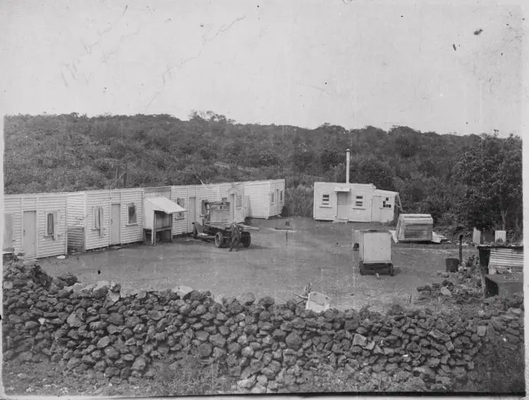 Prison huts, Rangitoto Island, 1930