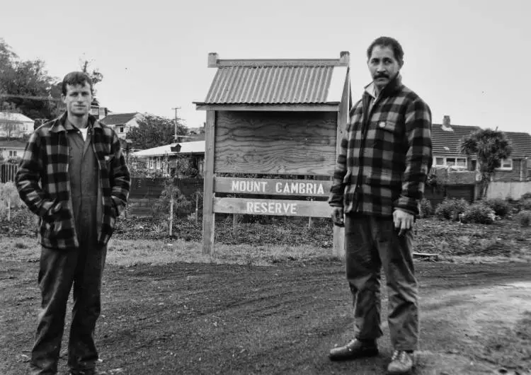 North Shore City Council workers, Mount Cambria Reserve, Devonport.