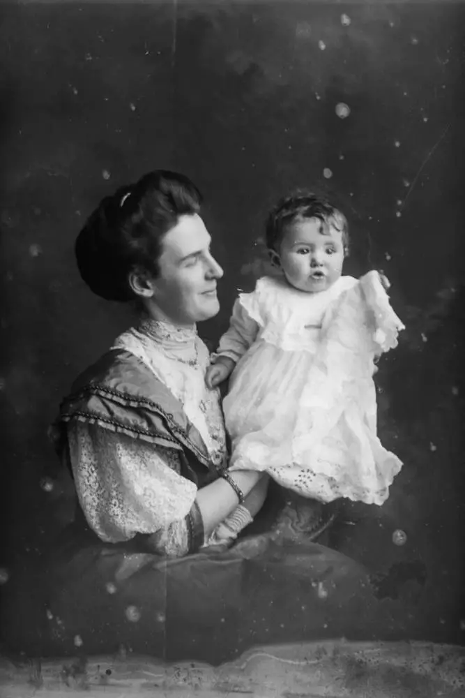 Mrs McCormick and a baby