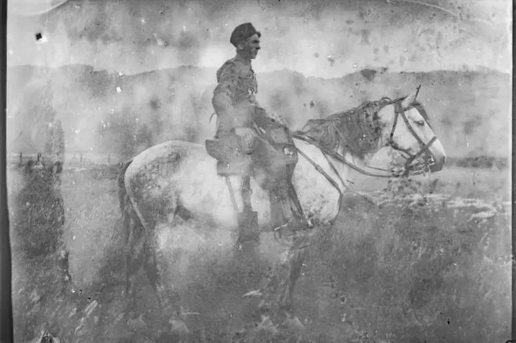 Soldier on horseback, 1909