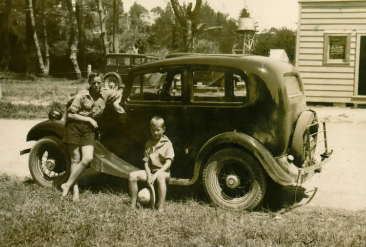 Keith and Ken McDermott at the Browns Bay motor camp.