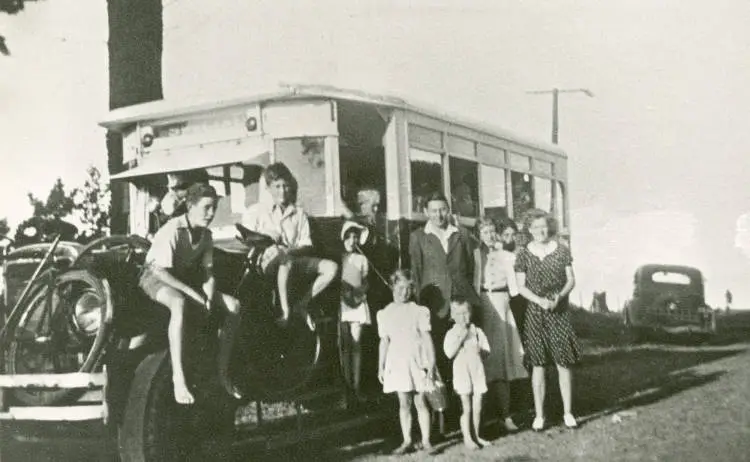 The Albany School bus on picnic day.