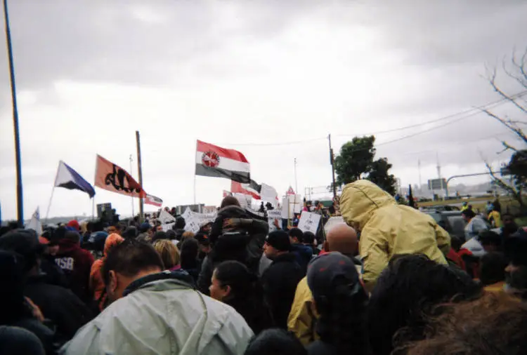 Foreshore and Seabed Hikoi marchers at Stafford Park, Northcote