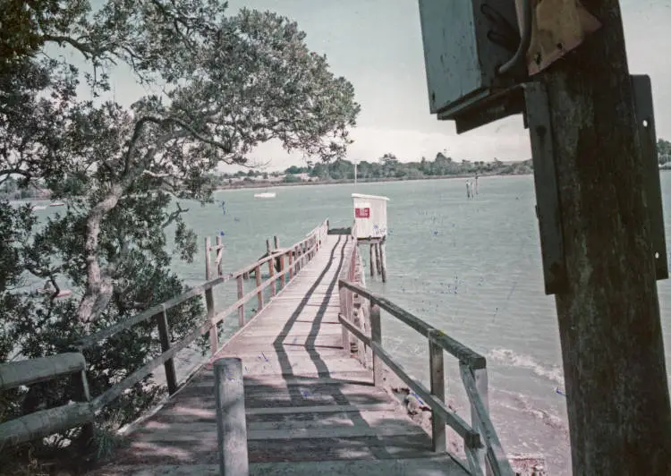 View of the Beach Haven Birkdale wharf looking towards Hobsonville.