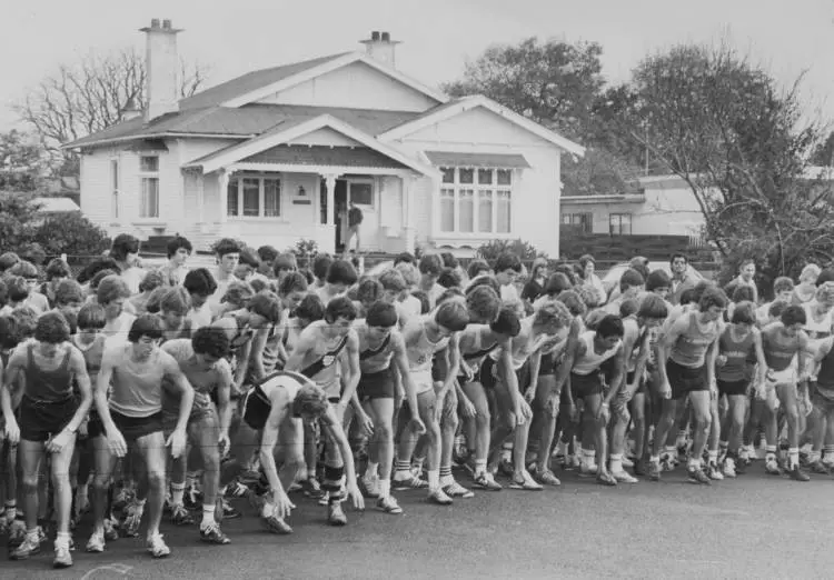 At the starting line, Pukekohe, 1980.