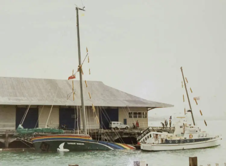 The Rainbow Warrior, Marsden Wharf, Auckland, 1985