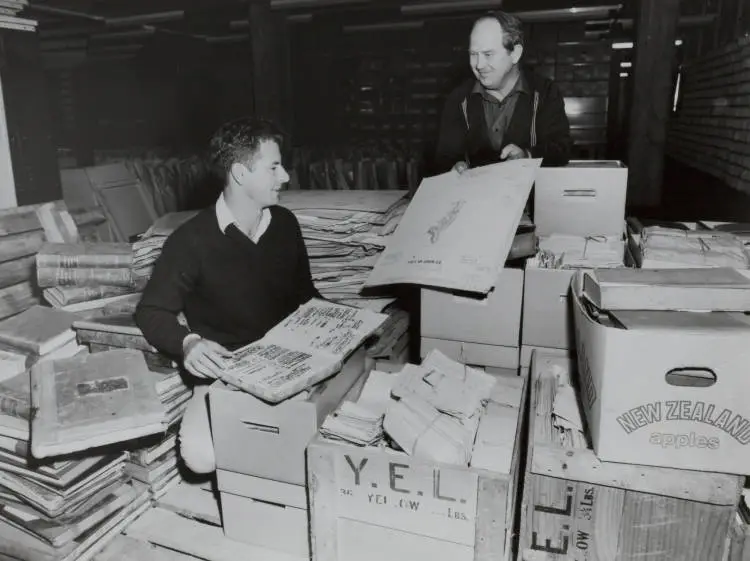 Floods pose threat to archives, Mount Wellington, 1985