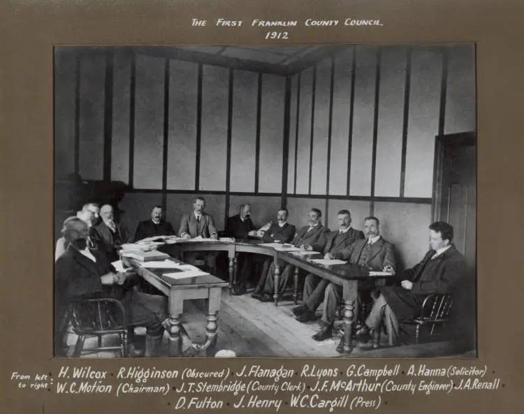The First Franklin County Council, Pukekohe, 1910s