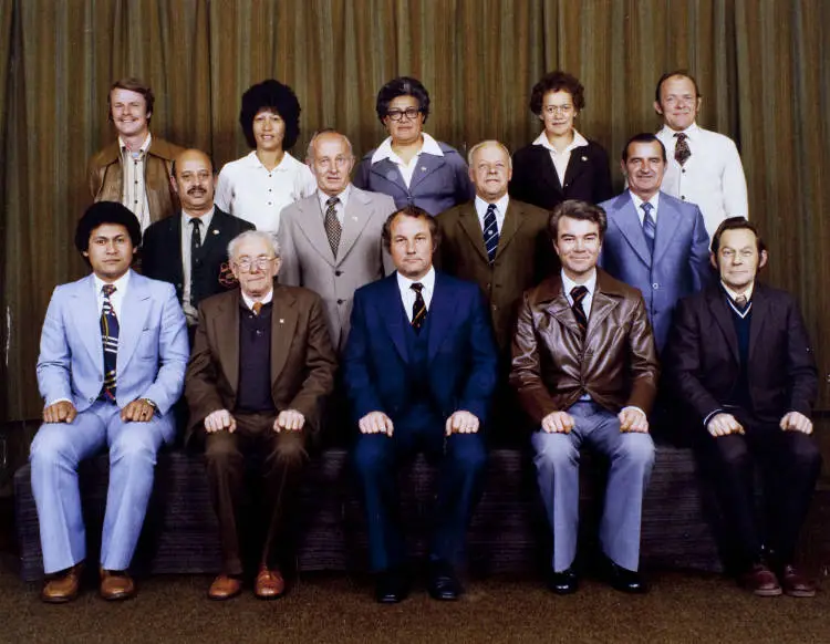 Rugby club executive, East Tamaki, 1980.
