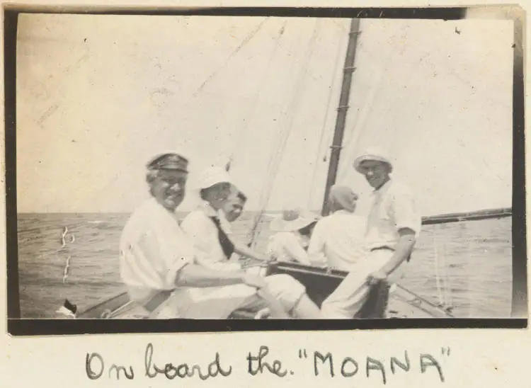 Crew and visitors on the Yacht Moana