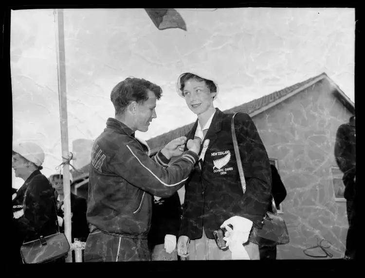 Team New Zealand welcome to Olympic Village, Melbourne Olympic Games, 1956