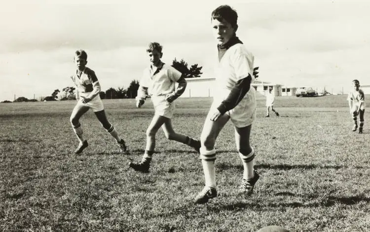 Soccer players, Papatoetoe, 1969