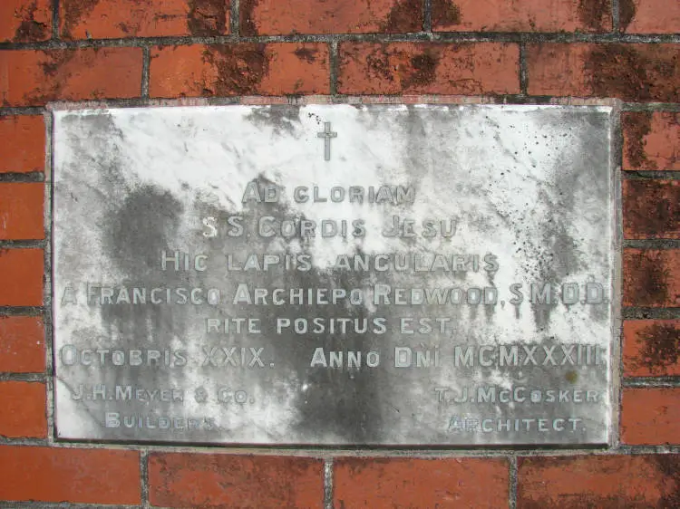 Sacred Heart Catholic Church, Petone, plaque, 2014