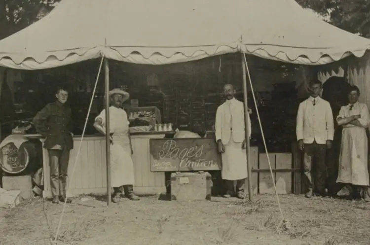 'Page's Canteen, Papatoetoe Camp', 1912.