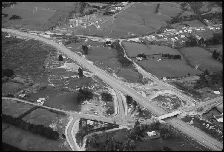 Aerial view of North Western Motorway construction, 1961