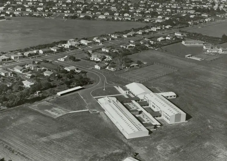 Aerial view of Manurewa High School, March 1961