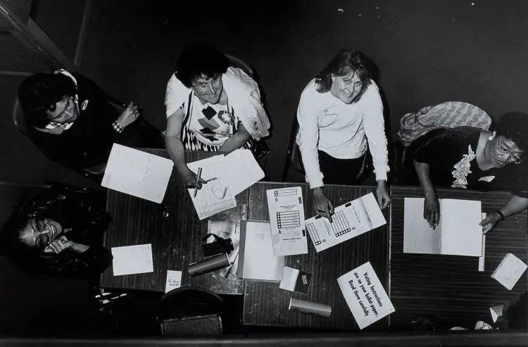 Polling place, Otara, 1990.